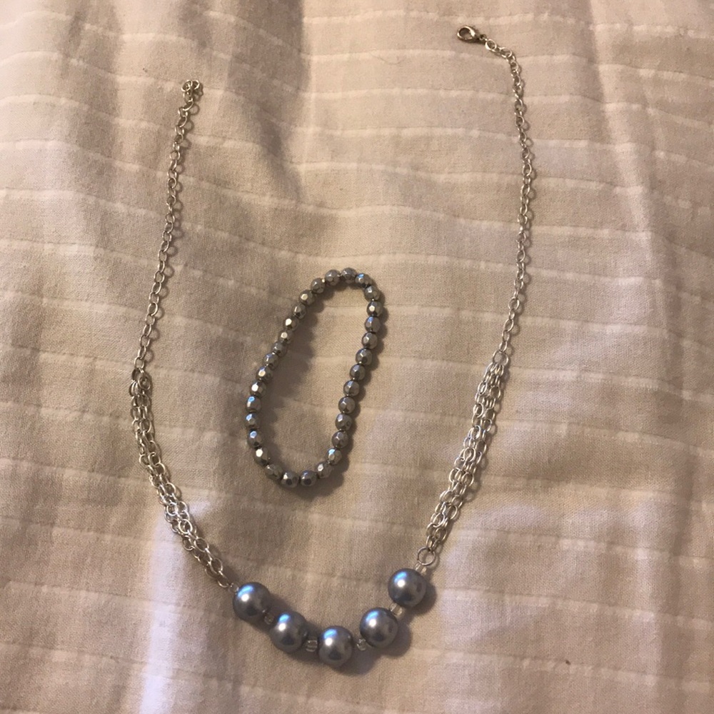 Silver bracelet and necklace